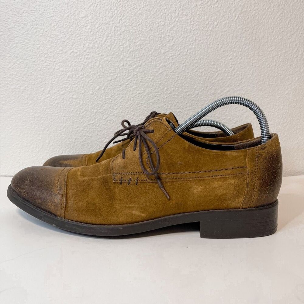 Clarks Wallace Men's Cap Toe Brown Nubuck Leather Oxford Shoes Size 10.5